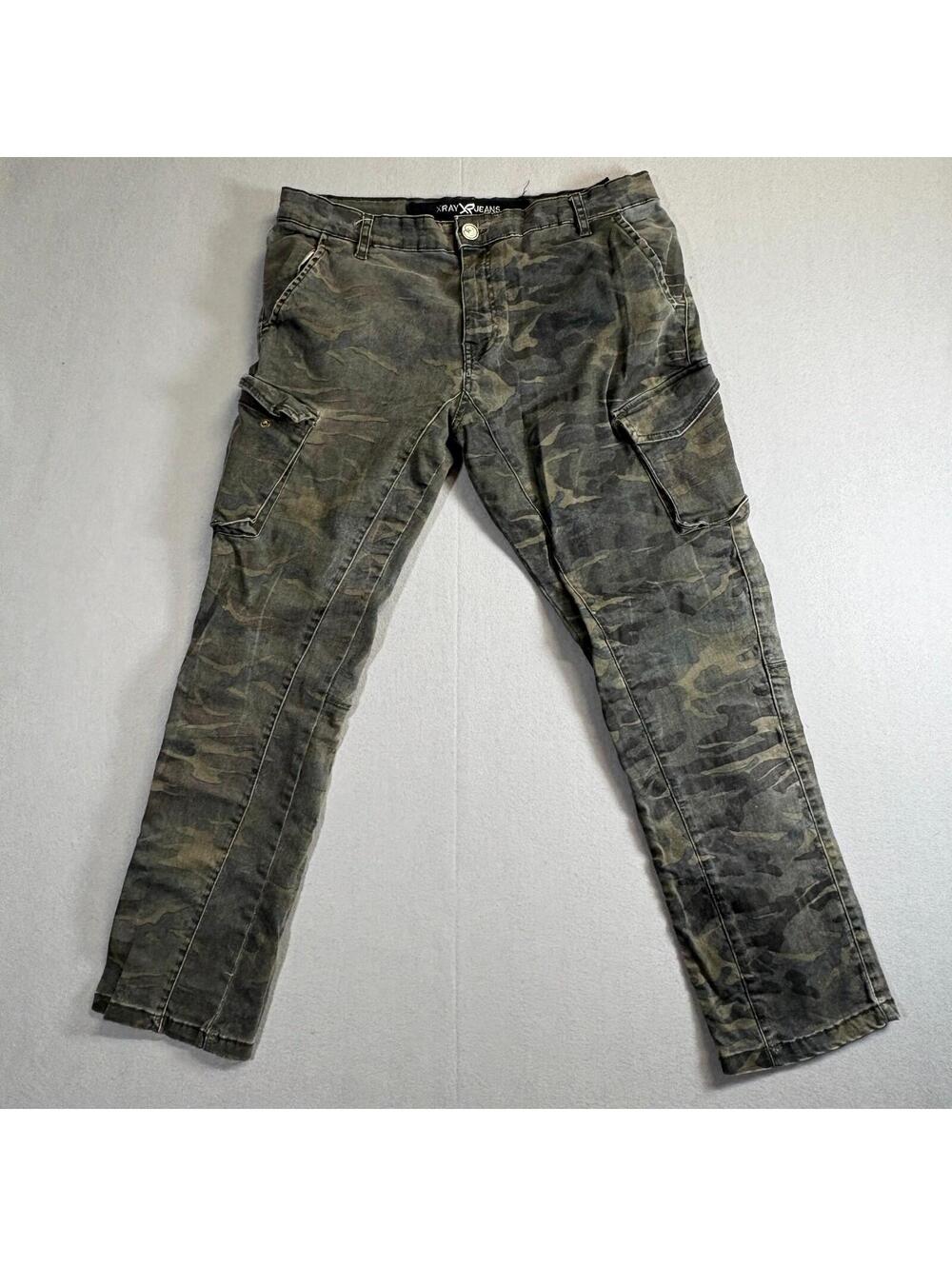 XRay Jeans Cargo Pants Camo Military Utility 36x31 Fits Like 34x29 Y2K